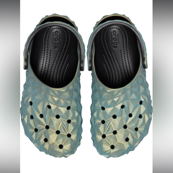Brand New! Crocs Geometric Classic Clogs in Iridescent Aqua - Picture 2 of 10